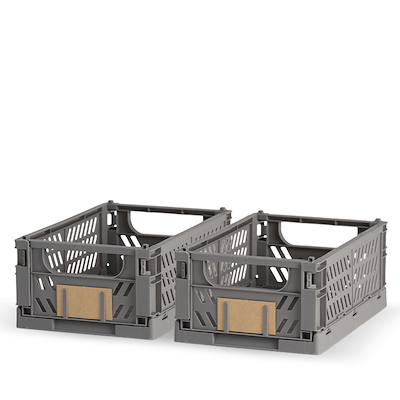 Stabelbar foldekasse mørkegrå 25x16,5x10 cm 2 stk.