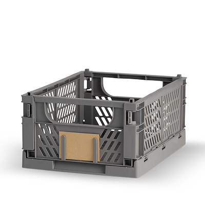 Stabelbar foldekasse grå 33x24,5x15 cm