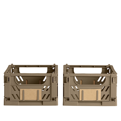 Stabelbar foldekasse valnød 25x16,5x10 cm 2 stk.