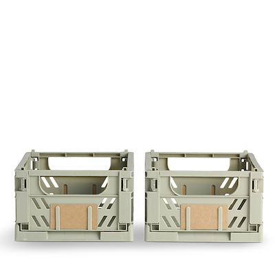 Stabelbar foldekasse grøn 25x16,5x10 cm 2 stk.