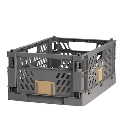 Stabelbar foldekasse gråsort 50x33x20 cm