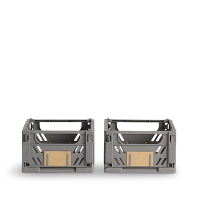 Stabelbar foldekasse mørkegrå 17x12,5 cm 2 stk.