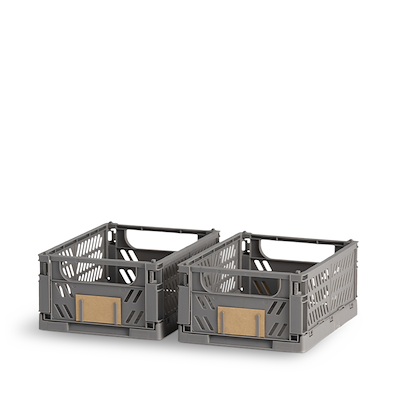 Stabelbar foldekasse mørkegrå 17x12,5 cm 2 stk.