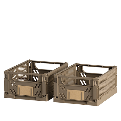 Stabelbar foldekasse valnød 17x12,5 cm 2 stk.