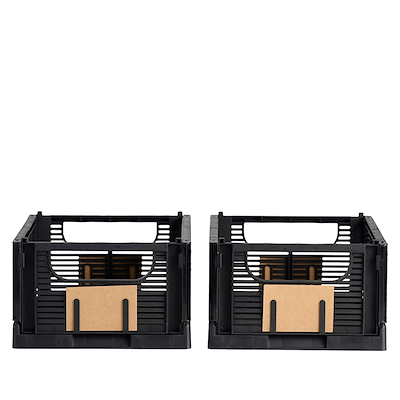 Opbevaringskasse Recycled sort 25x17 cm 2 stk.