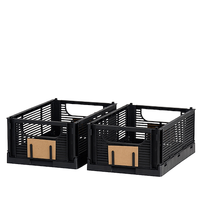 Opbevaringskasse Recycled sort 25x17 cm 2 stk.