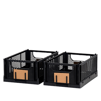 Opbevaringskasse recycled sort 33x24,5 cm 2 stk