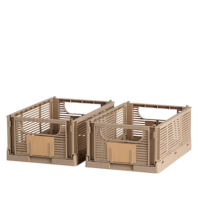 Opbevaringskasse recycled brun 25x16 cm 2 stk
