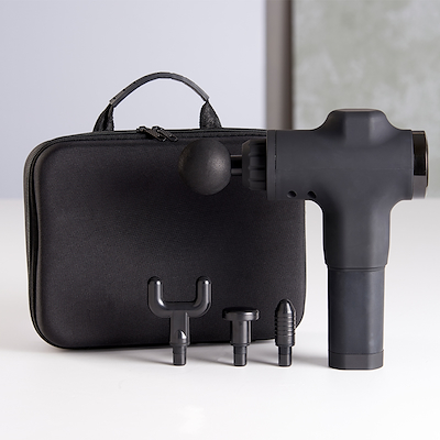 Massagepistol med 4 forskellige massagehoveder