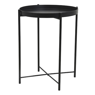 Sidebord sort metal H 50 cm