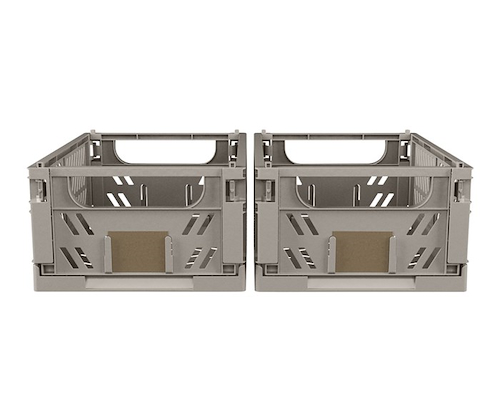 Stabelbar foldekasse grå 17x12,5 cm 2 stk.