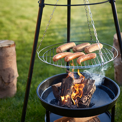 Dangrill tripod bålsted med bålfad og rist