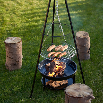 Dangrill tripod bålsted med bålfad og rist