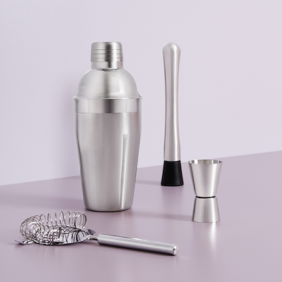 Cocktail shaker sæt rustfrit stål 4 dele