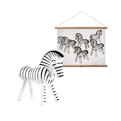 Kay Bojesen zebra plakat & zebra illustration med træramme 