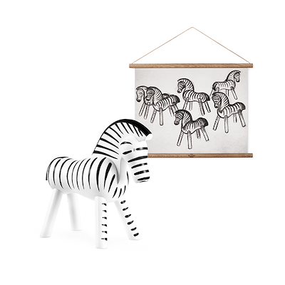 Kay Bojesen zebra plakat & zebra illustration med træramme