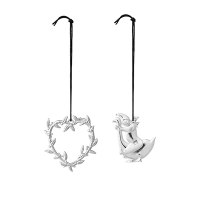 Rosendahl Karen Blixen julepynt hjerte med mistelten og dreng på gås