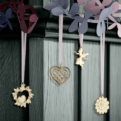 Rosndahl Karen Blixens jul flettet julehjerte forgyldt 6,5 cm