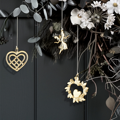 Rosndahl Karen Blixens jul flettet julehjerte forgyldt 6,5 cm