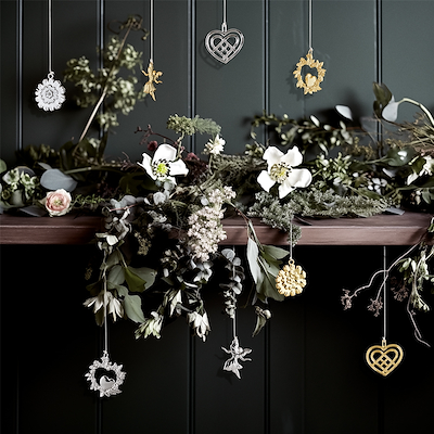 Rosndahl Karen Blixens jul flettet julehjerte forgyldt 6,5 cm