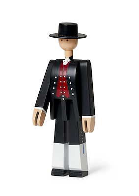 Kay Bojesen Norsk Bunad Mand sort/rød/