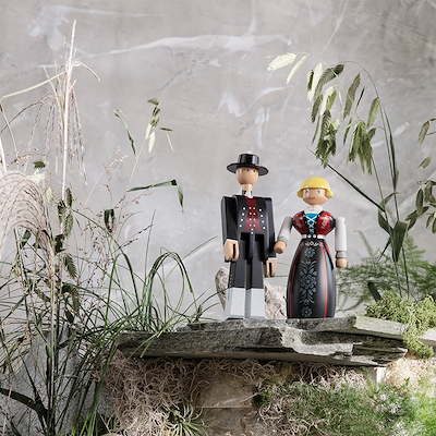 Kay Bojesen Norsk Bunad Mand sort/rød/