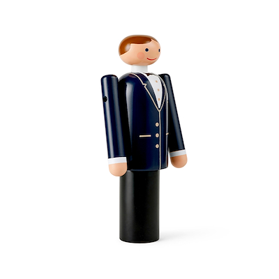 Kay Bojesen Brudgom blå/sort/hvid 18,5 cm