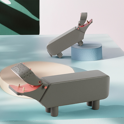 Kay Bojesen flodhest grå 9 cm