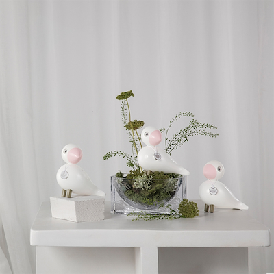 Kay Bojesen sangfugl Love hvid/rosa