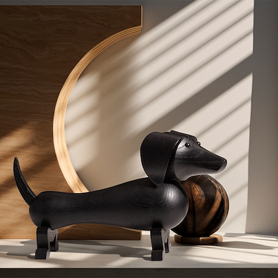 Kay Bojesen mellem Gravhund mørk bejdset eg