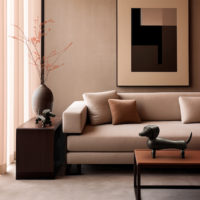 Kay Bojesen mellem Gravhund mørk bejdset eg