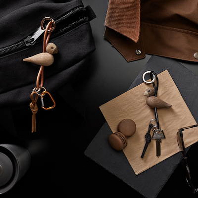 Kay Bojesen Fugle nøglering guld/brun 4,5 cm