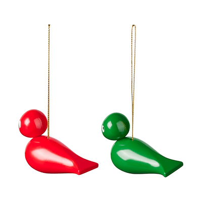 Kay Bojesen julefugle grøn & rød 2 stk. H5 cm