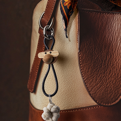 Kay Bojesen Abe nøglering sølv/sort 3 cm