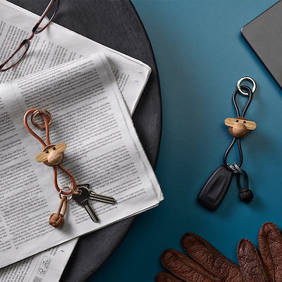 Kay Bojesen Abe nøglering guld/brun 3 cm