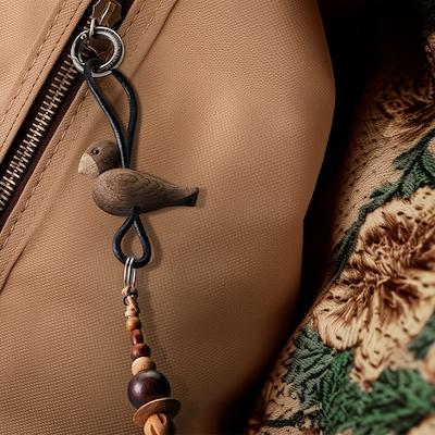 Kay Bojesen Fugle nøglering sølv/sort 4,5 cm