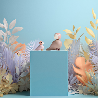 Kay Bojesen Liv & Lykke fugle rosa 2 stk.