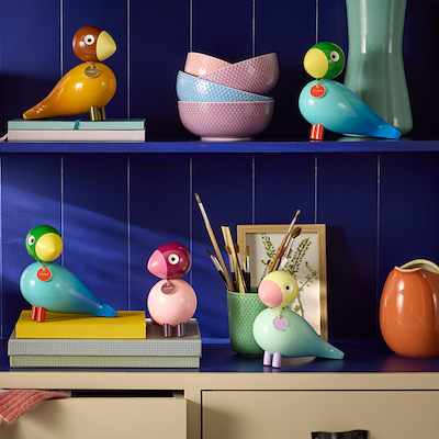 Kay Bojesen Story Bird Styrke Birds fugl blå bøgetræ H 15,5 cm