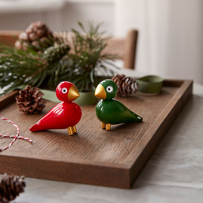 Kay Bojesen Liliput julefugle rød og grøn