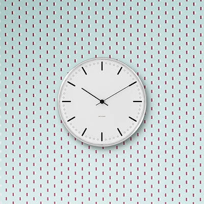 Arne Jacobsen City Hall vægur hvid/sort Ø16,5 cm