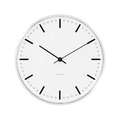 Arne Jacobsen City Hall vægur hvid/sort Ø16,5 cm
