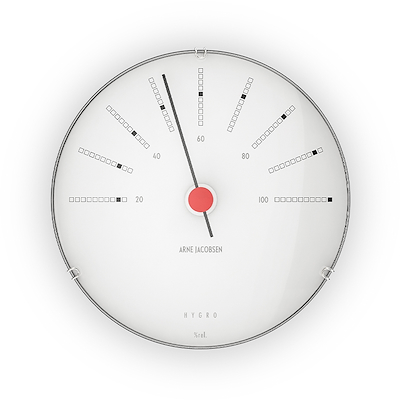 Arne Jacobsen Bankers hygrometer hvid/sort/rød Ø12 cm