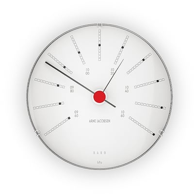 Arne Jacobsen Bankers barometer hvid/sort/rød Ø12 cm