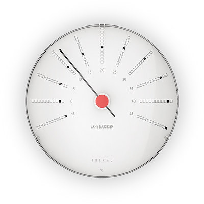 Arne Jacobsen Bankers termometer hvid/sort/rød Ø12 cm