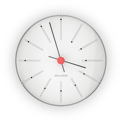 Arne Jacobsen Bankers vægur hvid/sort/rød Ø12 cm