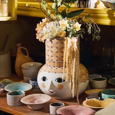 Bjørn Wiinblad Olga vase sand 35 cm