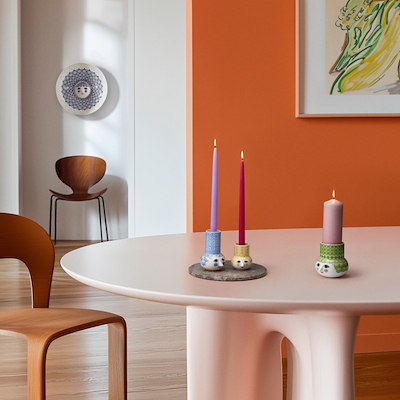 Bjørn Wiinblad Olga lysestage lys blå H14 cm