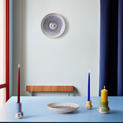 Bjørn Wiinblad Olga lysestage lys blå H14 cm