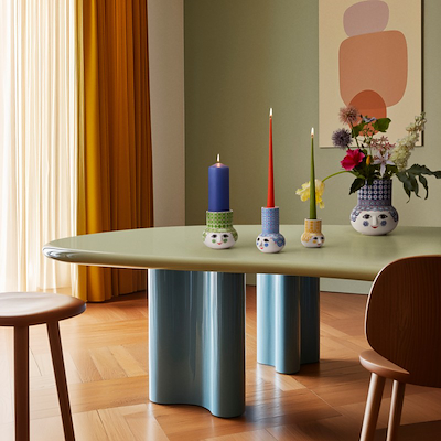 Bjørn Wiinblad Olga bloklysestage H 12 cm grøn