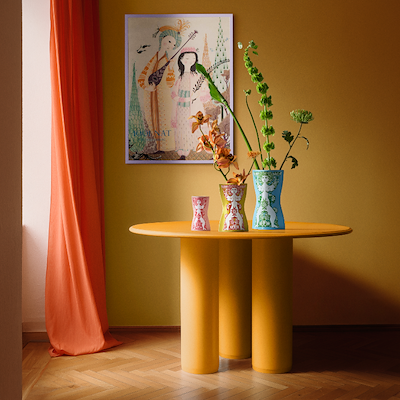 Bjørn Wiinblad Nina vase gul H22 cm